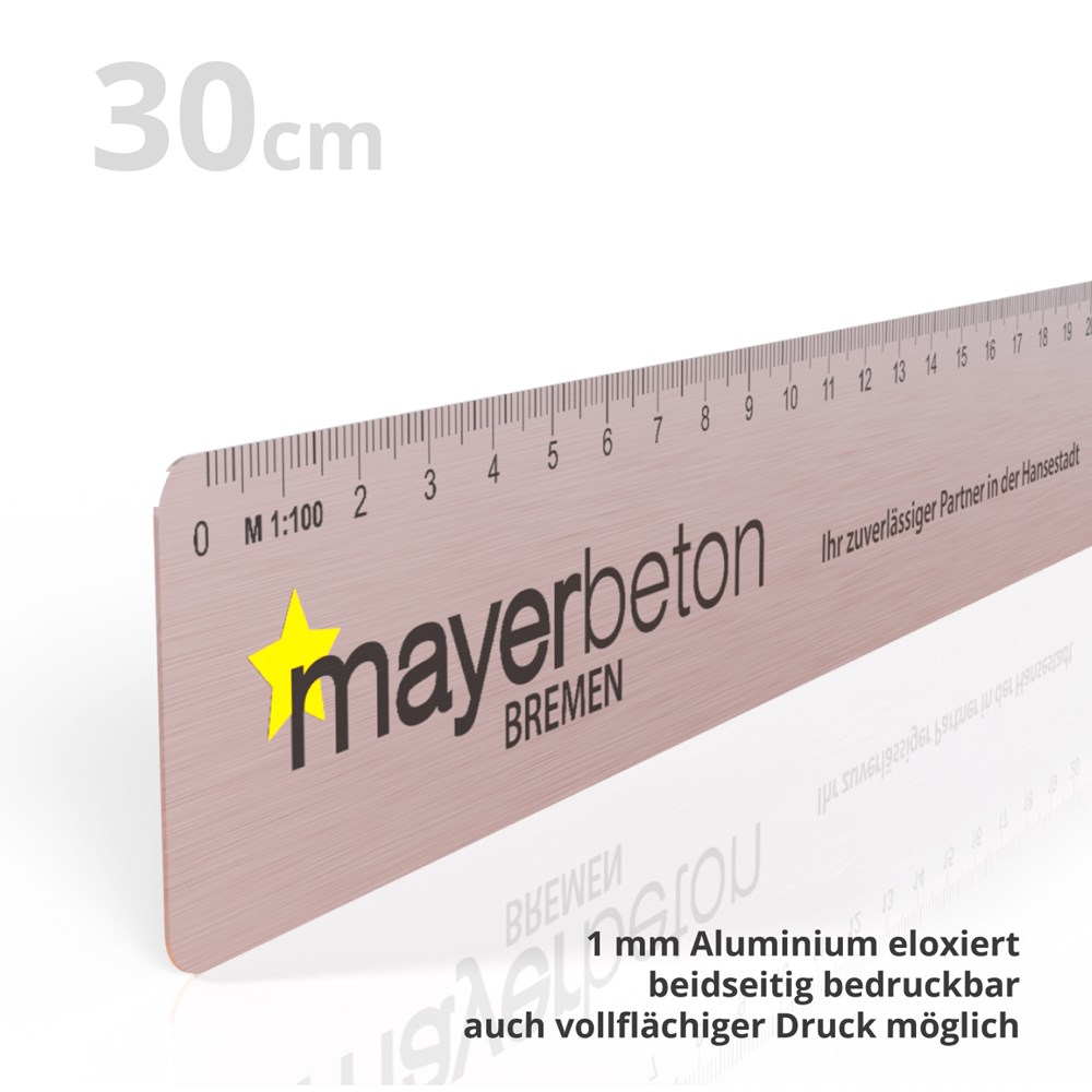 Aluminiumlineal 30 cm im Untereloxaldruck