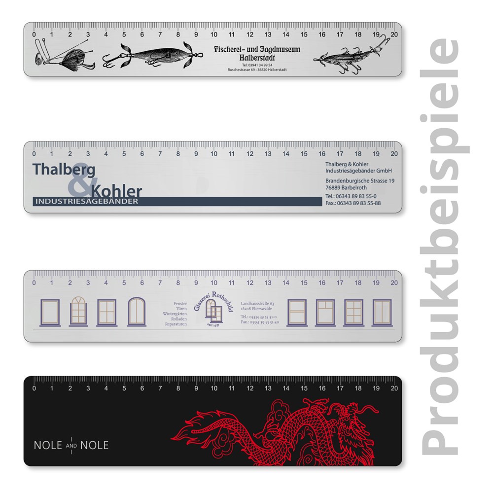 Aluminiumlineal 20 cm im Untereloxaldruck