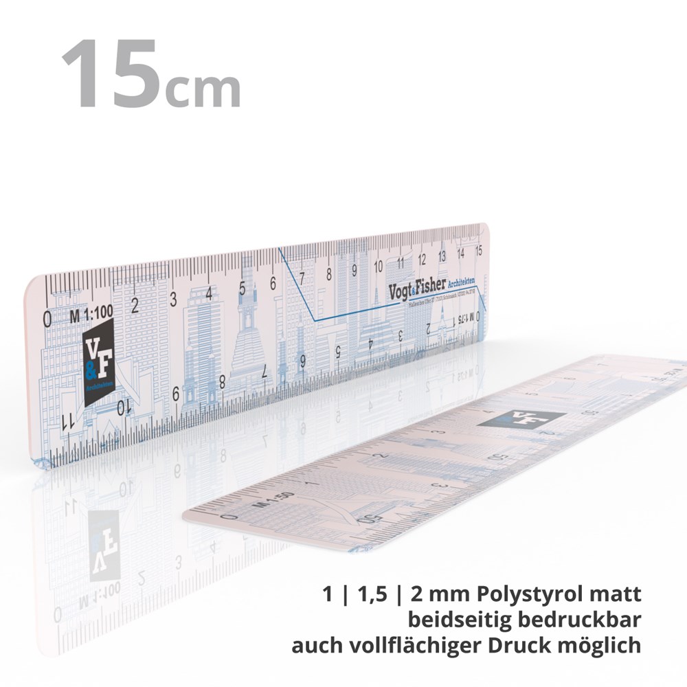 Reduktionslineal 15 cm weiß matt